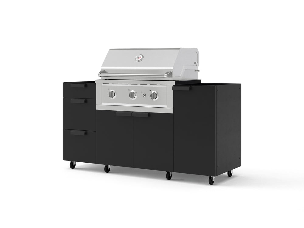 NewAge Outdoor Kitchens Outdoor Grill Island Stainless-Steel 5-Piece Cabinet Set with Casters 1 Door, 3 Drawer, Grill Cabinet and Performance Grill - (Liquid Propane) | Garage Giant