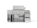 NewAge Outdoor Kitchens Outdoor Grill Island Stainless-Steel 5-Piece Cabinet Set with Casters and 3-Drawer, Grill Cabinet, Dual Side Burner and Platinum Grill - (Liquid Propane) 
