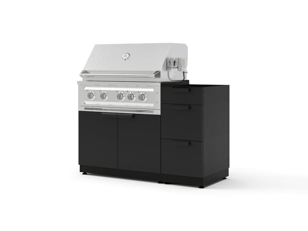 NewAge Outdoor Kitchens Outdoor Grill Island Stainless-Steel 3-Piece Cabinet Set with 3-Drawer, Grill Cabinet and Platinum Grill - (Liquid Propane) | Garage Giant