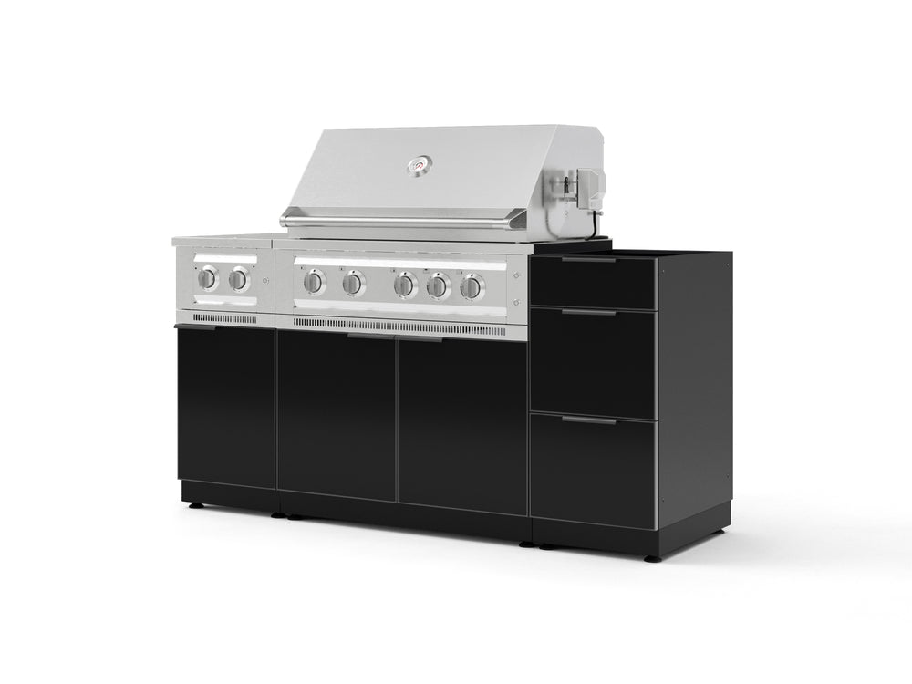 NewAge Outdoor Kitchens Outdoor Grill Island Aluminum 5-Piece Cabinet Set with 3-Drawer, Grill Cabinet, Dual Side Burner and Platinum Grill - (Natural Gas)-92333-Garage Giant