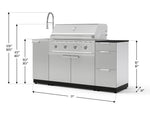 NewAge Outdoor Kitchens Outdoor Grill Island Stainless-Steel 5-Piece Cabinet Set with Sink, 3 Drawer, Grill Cabinet, Performance Grill and Stainless Steel Countertop - (Natural Gas) 