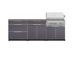 NewAge Outdoor Kitchens Aluminum 5-Piece Cabinet Set With 3 Drawer, Bar, Grill Cabinet, Platinum Grill and Countertop-71198-Garage Giant 
