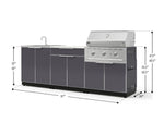 NewAge Outdoor Kitchens Aluminum 5-Piece Cabinet Set with Bar, Grill, Sink Cabinet, Performance Grill, and Countertop - (Natural Gas) 
