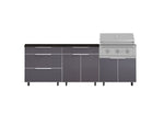 NewAge Outdoor Kitchens Aluminum 5-Piece Cabinet Set With Casters and 3 Drawer, Bar, Grill Cabinet, Performance Grill, Countertop-72567-Garage Giant 