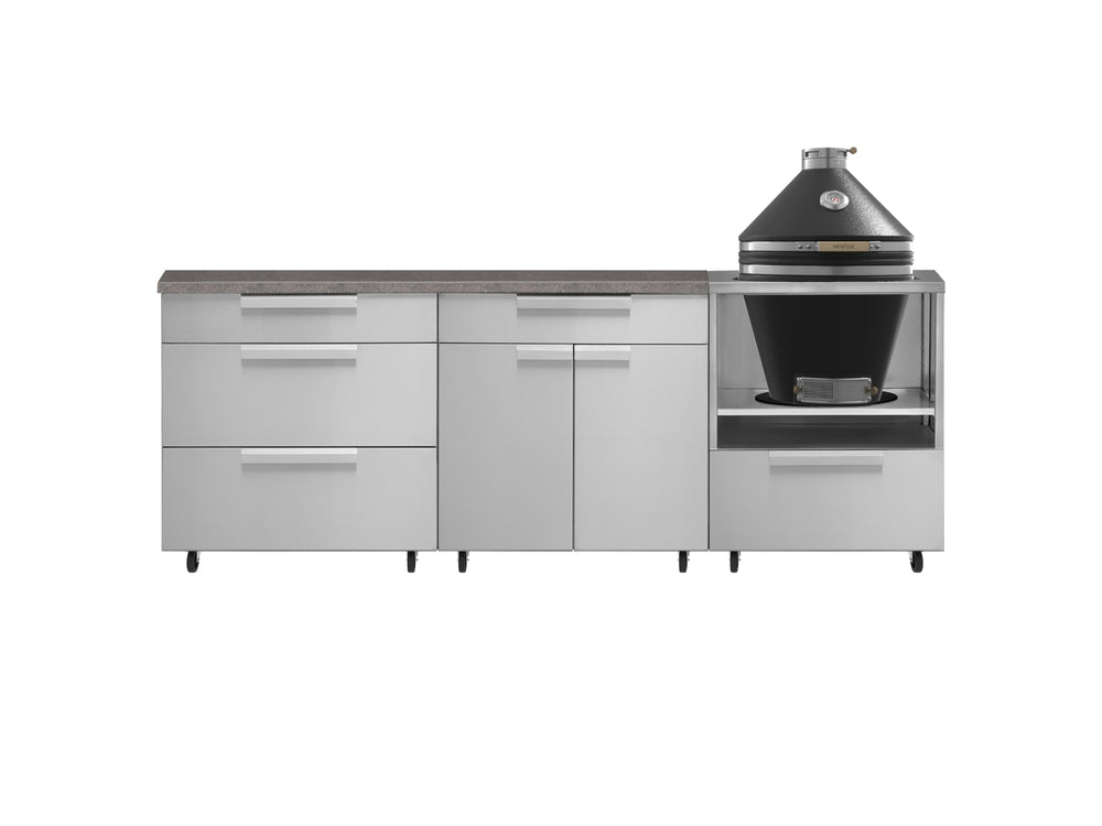 NewAge Outdoor Kitchens Stainless Steel 5-Piece Cabinet Set With Casters and 3 Drawer, Bar, Kamado, Kamado Cabinet, Countertop-72686-Garage Giant