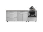 NewAge Outdoor Kitchens Stainless Steel 5-Piece Cabinet Set With Casters and 3 Drawer, Bar, Kamado, Kamado Cabinet, Countertop-72686-Garage Giant 