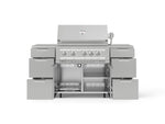NewAge Outdoor Kitchens Outdoor Grill Island Stainless-Steel 6-Piece Cabinet Set with Casters 3 Drawers, Grill Cabinet, Platinum Grill, Countertops 