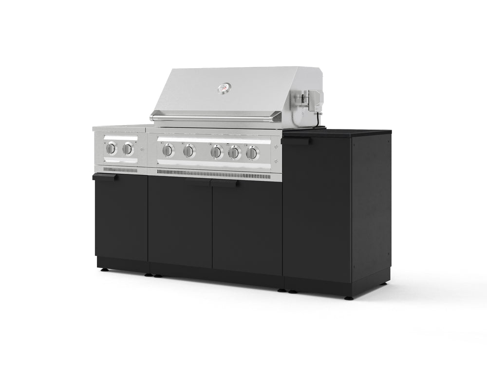 NewAge Outdoor Kitchens Outdoor Grill Island Stainless-Steel 6-Piece Cabinet Set with 1-Door, Grill Cabinet, Platinum Grill, Dual Side Burner and Dekton in Sirius Countertop - (Natural Gas) | Garage Giant