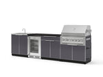NewAge Outdoor Kitchens Aluminum 6-Piece Cabinet Set with Sink, Bar, Grill Cabinet, Platinum Grill, Countertop and Fridge-71989-Garage Giant 