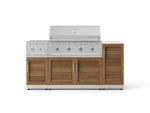 NewAge Outdoor Kitchens Outdoor Grill Island Stainless-Steel Louvered Doors 6-Piece Cabinet Set with 1-Door, Grill Cabinet, Performance Grill, Side Burner and Dekton in Aeris Countertop - (Natural Gas) 