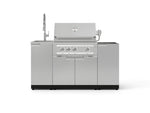 NewAge Outdoor Kitchens Outdoor Grill Island Stainless-Steel 5-Piece Cabinet Set with Sink, 1 Door, Grill Cabinet, Platinum Grill and Stainless Steel Countertop - (Natural Gas) 