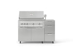NewAge Outdoor Kitchens Outdoor Grill Island Stainless-Steel 4-Piece Cabinet Set with Casters and 3-Drawer, Grill Cabinet, Platinum Grill, Countertop-74847-Garage Giant 