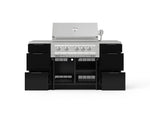NewAge Outdoor Kitchens Outdoor Grill Island Aluminum 6-Piece Cabinet Set with 3 Drawers, Grill Cabinet, Platinum Grill and Countertops 