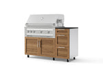 NewAge Outdoor Kitchens Outdoor Grill Island Stainless-Steel Louvered Doors 4-Piece Cabinet Set with Casters and 3-Drawer, Grill Cabinet, Platinum Grill and Dekton in Sirius Countertop - (Liquid Propane) | Garage Giant 