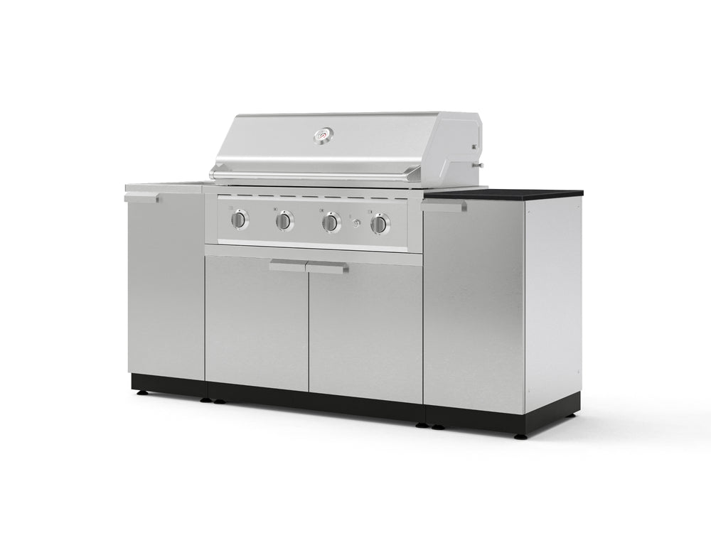 NewAge Outdoor Kitchens Outdoor Grill Island Stainless-Steel 5-Piece Cabinet Set with Sink, 1 Door, Grill Cabinet, Performance Grill and Stainless Steel Countertop - (Liquid Propane) | Garage Giant