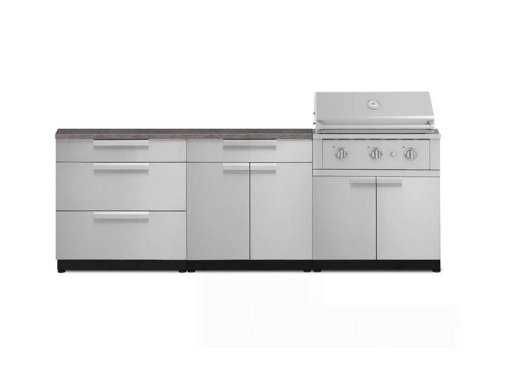 NewAge Outdoor Kitchens Stainless-Steel 5-Piece Cabinet Set with 3 Drawer, 2-Door with Drawer, Performance Grill, Grill Cabinet and Countertop-71328-Garage Giant