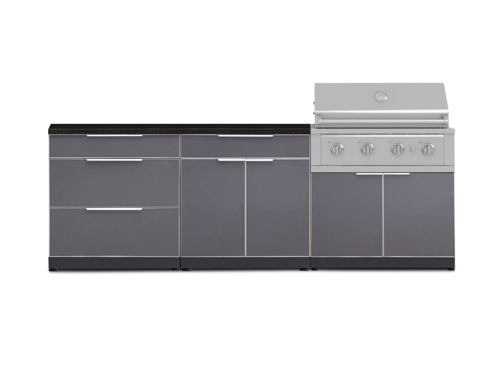 NewAge Outdoor Kitchens Aluminum 5-Piece Cabinet Set With 3 Drawer, Bar, Grill Cabinet, Performance Grill and Countertop-71160-Garage Giant