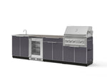 NewAge Outdoor Kitchens Aluminum 6-Piece Cabinet Set with Sink, Bar, Grill Cabinet, Platinum Grill, Countertop and Fridge-72063-Garage Giant 