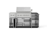 NewAge Outdoor Kitchens Outdoor Grill Island Stainless-Steel 6-Piece Cabinet Set with 1-Door, Grill Cabinet, Platinum Grill, Dual Side Burner and Dekton in Sirius Countertop - (Natural Gas) 