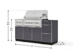 NewAge Outdoor Kitchens Outdoor Grill Island Aluminum 5-Piece Cabinet Set with 3-Drawer, Grill Cabinet, Dual Side Burner and Platinum Grill - (Liquid Propane) 