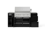 NewAge Outdoor Kitchens Outdoor Grill Island Aluminum 5-Piece Cabinet Set with Sink, 3 Drawer, Grill Cabinet, Platinum Grill and Stainless Steel Countertop 