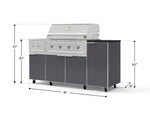 NewAge Outdoor Kitchens Outdoor Grill Island Aluminum 6-Piece Cabinet Set with Casters and 1-Door, Grill Cabinet, Performance Grill, Side Burner and Dekton in Sirius Countertop - (Liquid Propane) 