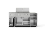 NewAge Outdoor Kitchens Outdoor Grill Island Stainless-Steel 6-Piece Cabinet Set with 1-Door, Grill Cabinet, Performance Grill, Side Burner and Dekton in Aeris Countertop - (Natural Gas) 
