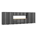 Newage Products Pro 3.0 Series 14-Piece Garage Cabinet Set With Multi-Function Cabinet-52051-Grey-Bamboo Worktop-None-Garage Giant 