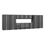 Newage Products Pro 3.0 Series 14-Piece Garage Cabinet Set With Multi-Function Cabinet-52144-Grey-Stainless Steel Worktop-None-Garage Giant 