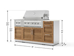 NewAge Outdoor Kitchens Outdoor Grill Island Stainless-Steel Louvered Doors 6-Piece Cabinet Set with 3-Drawer, Grill Cabinet, Platinum Grill, Dual Side Burner and Dekton in Aeris Countertop - (Natural Gas) 
