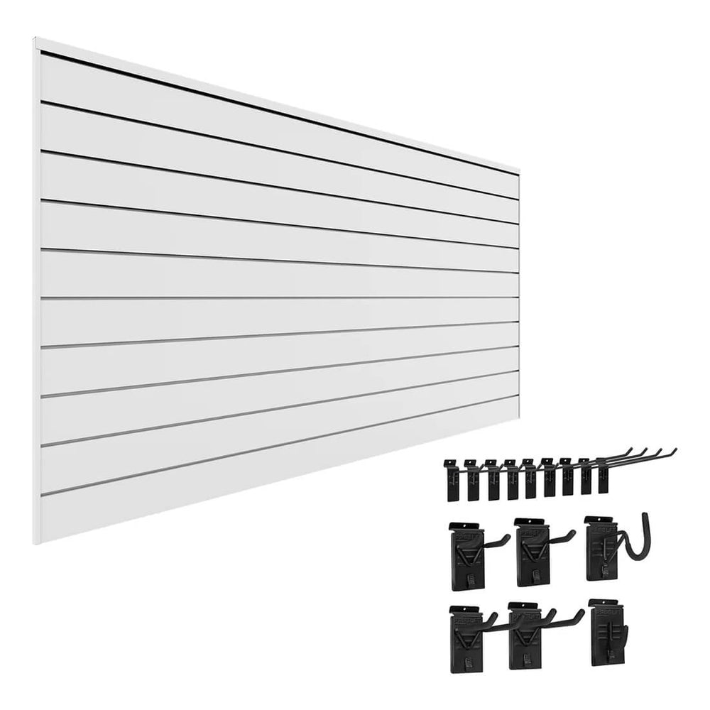 Proslat Stealth Basic Bundle - White PVC Slatwall 52202K | Garage Giant
