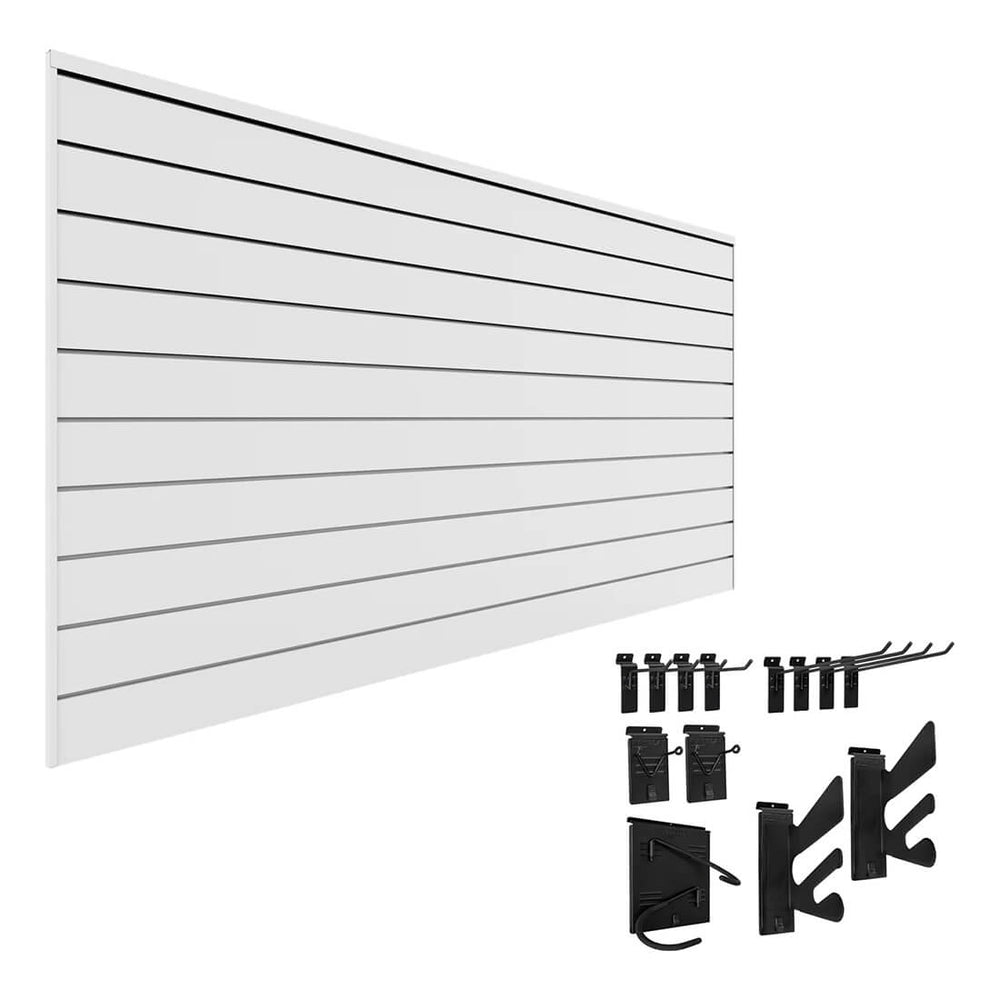 Proslat Stealth Sports Bundle - White PVC Slatwall 52203K | Garage Giant