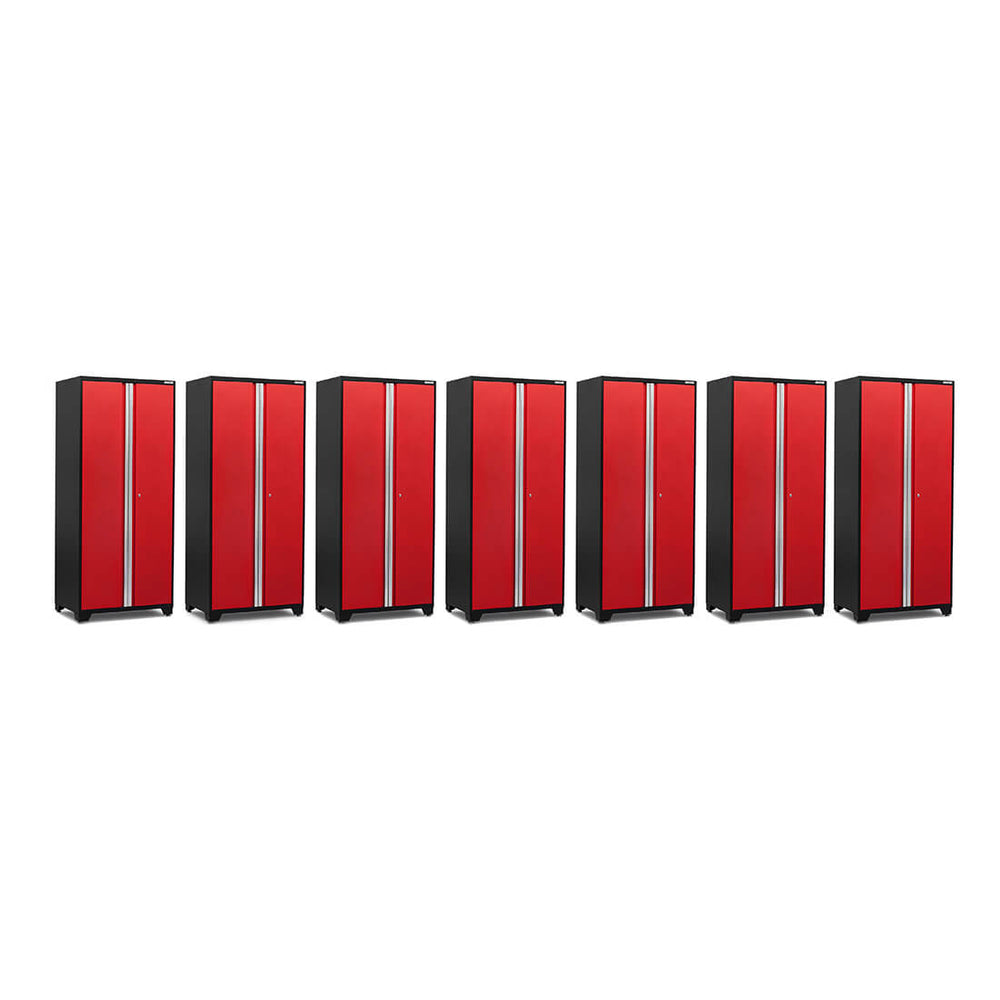NewAge Garage Cabinets 7 x PRO Series Red Multi-Use Lockers-52205-7-Garage Giant
