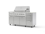 NewAge Outdoor Kitchens Outdoor Grill Island Stainless-Steel 6-Piece Cabinet Set with Casters and 3-Drawer, Grill Cabinet, Platinum Grill, Dual Side Burner and Dekton in Aeris Countertop - (Liquid Propane) | Garage Giant 