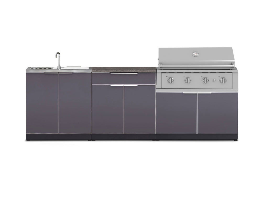 NewAge Outdoor Kitchens Aluminum 5-Piece Cabinet Set with Bar, Grill, Sink Cabinet, Performance Grill, and Countertop-71271-Garage Giant