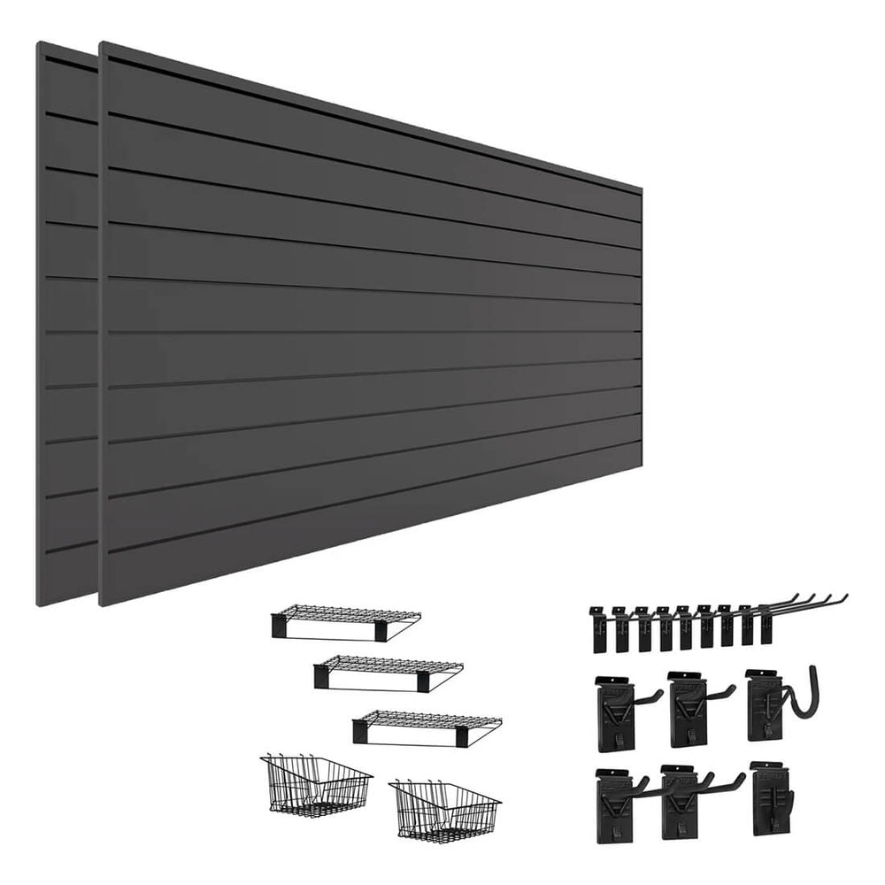 Proslat Stealth Ultimate Bundle - Charcoal PVC Slatwall 52500K | Garage Giant