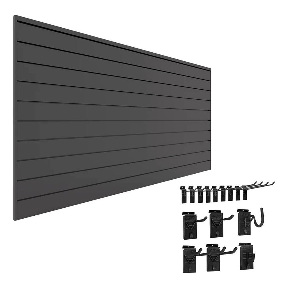 Proslat Stealth Basic Bundle - Charcoal PVC Slatwall 52502K | Garage Giant