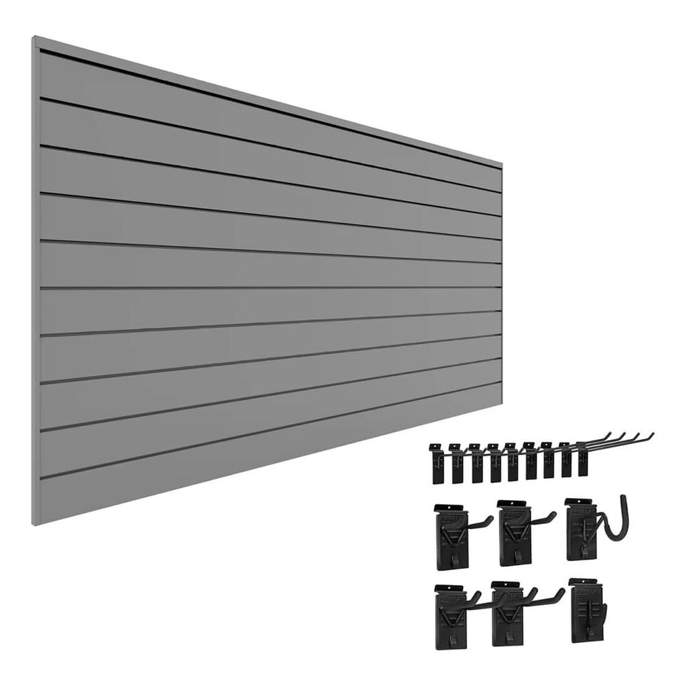 Proslat Stealth Basic Bundle - Light Grey PVC Slatwall 52702K | Garage Giant
