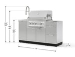 NewAge Outdoor Kitchens Outdoor Grill Island Stainless-Steel 5-Piece Cabinet Set with Sink, 3 Drawer, Grill Cabinet, Platinum Grill and Stainless Steel Countertop - (Liquid Propane) 