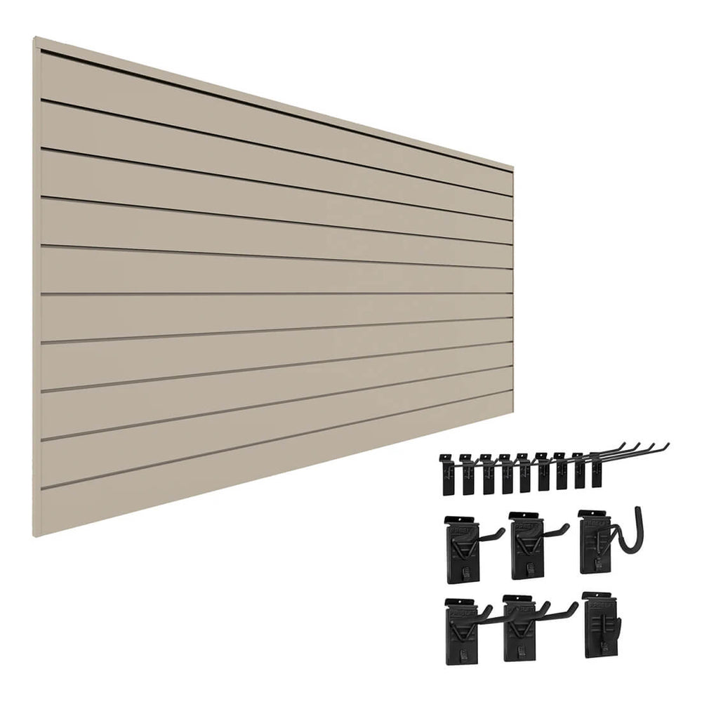 Proslat Stealth Basic Bundle - Sandstone PVC Slatwall 52902K | Garage Giant