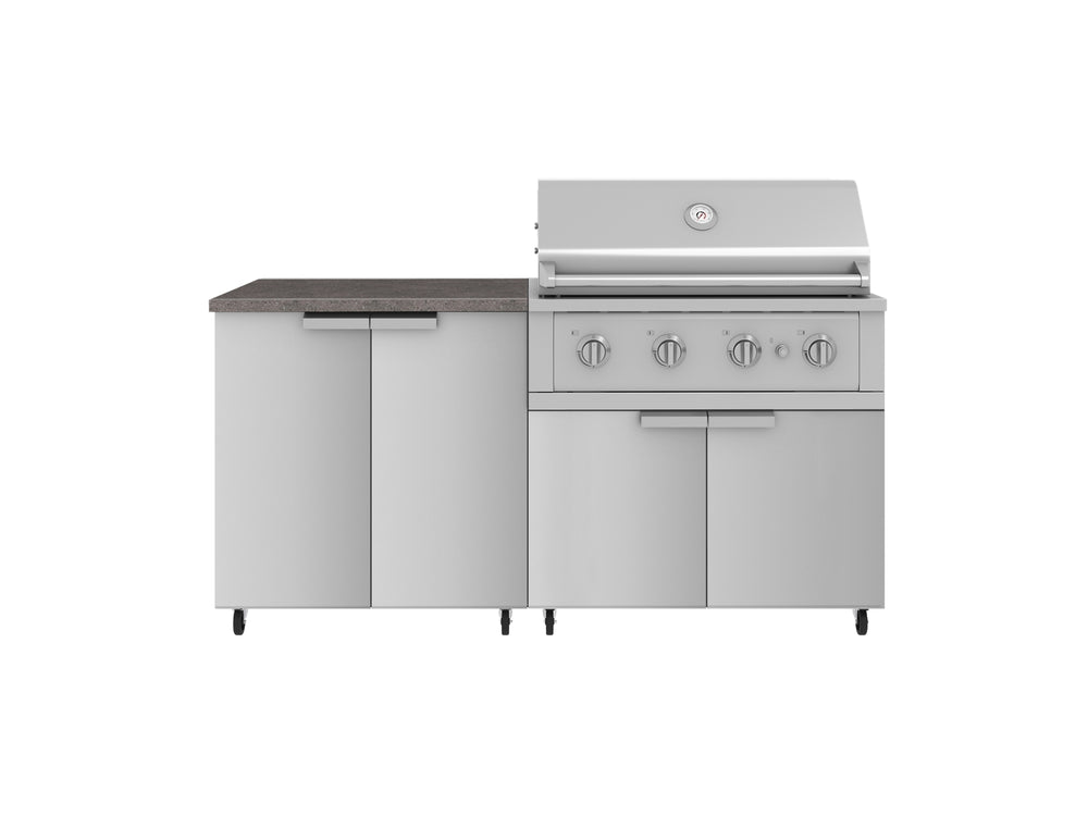 NewAge Outdoor Kitchens Stainless Steel 4-Piece Cabinet Set with Caster and 2 Door, Grill Cabinet, Performance Grill, Countertop-72490-Garage Giant