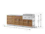 NewAge Outdoor Kitchens Stainless Steel Louvered Doors 5-Piece Cabinet Set with with 3-Drawer, Bar, Grill Cabinet, Platinum Griddle and Countertop-74946-Garage Giant 