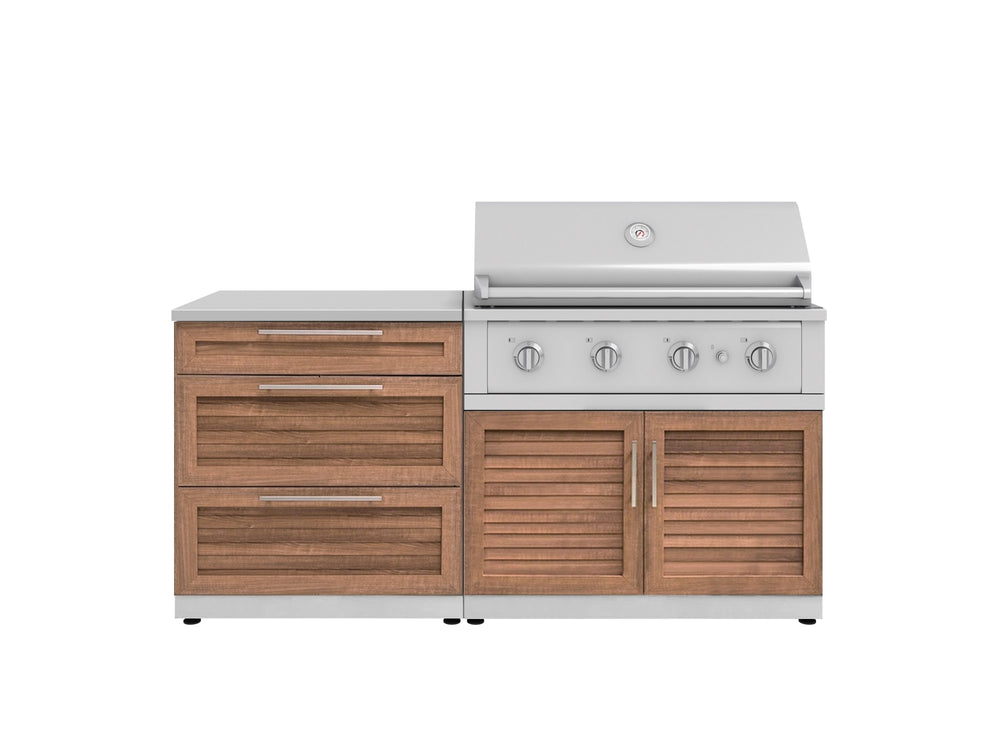 NewAge Outdoor Kitchens Stainless Steel 4-Piece Cabinet Set with 3 Drawer, Grill Cabinet, Performance Grill and Countertop-67383-Garage Giant