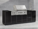 NewAge Outdoor Kitchens Outdoor Grill Island Aluminum 6-Piece Cabinet Set with 1-Door, Grill Cabinet, Platinum Grill, Dual Side Burner and Dekton in Sirius Countertop - (Liquid Propane) 