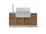 NewAge Outdoor Kitchens Outdoor Grill Island Stainless-Steel Louvered Doors 5-Piece Cabinet Set with Sink, 3 Drawer, Grill Cabinet, Performance Grill and Stainless Steel Countertop - (Liquid Propane) 