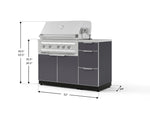 NewAge Outdoor Kitchens Outdoor Grill Island Aluminum 4-Piece Cabinet Set with 3-Drawer, Grill Cabinet, Platinum Grill and Countertop 
