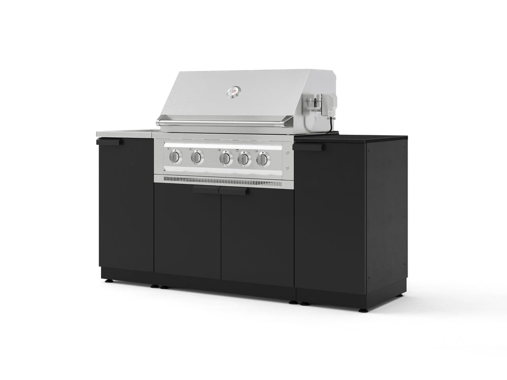 NewAge Outdoor Kitchens Outdoor Grill Island Stainless-Steel 5-Piece Cabinet Set with Sink, 1 Door, Grill Cabinet, Platinum Grill and Stainless Steel Countertop - (Liquid Propane) | Garage Giant