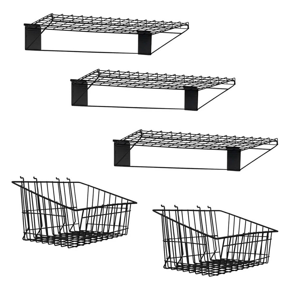 Proslat Stealth Slatwall Shelf and Basket Kit-53008-Garage Giant