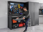 NewAge Garage Cabinets Pro Series 5-Piece Cabinet Set with Base, Wall Cabinet, Locker, 78 in. Workstation, and Pegboard Accessories Kit-32641-Garage Giant 