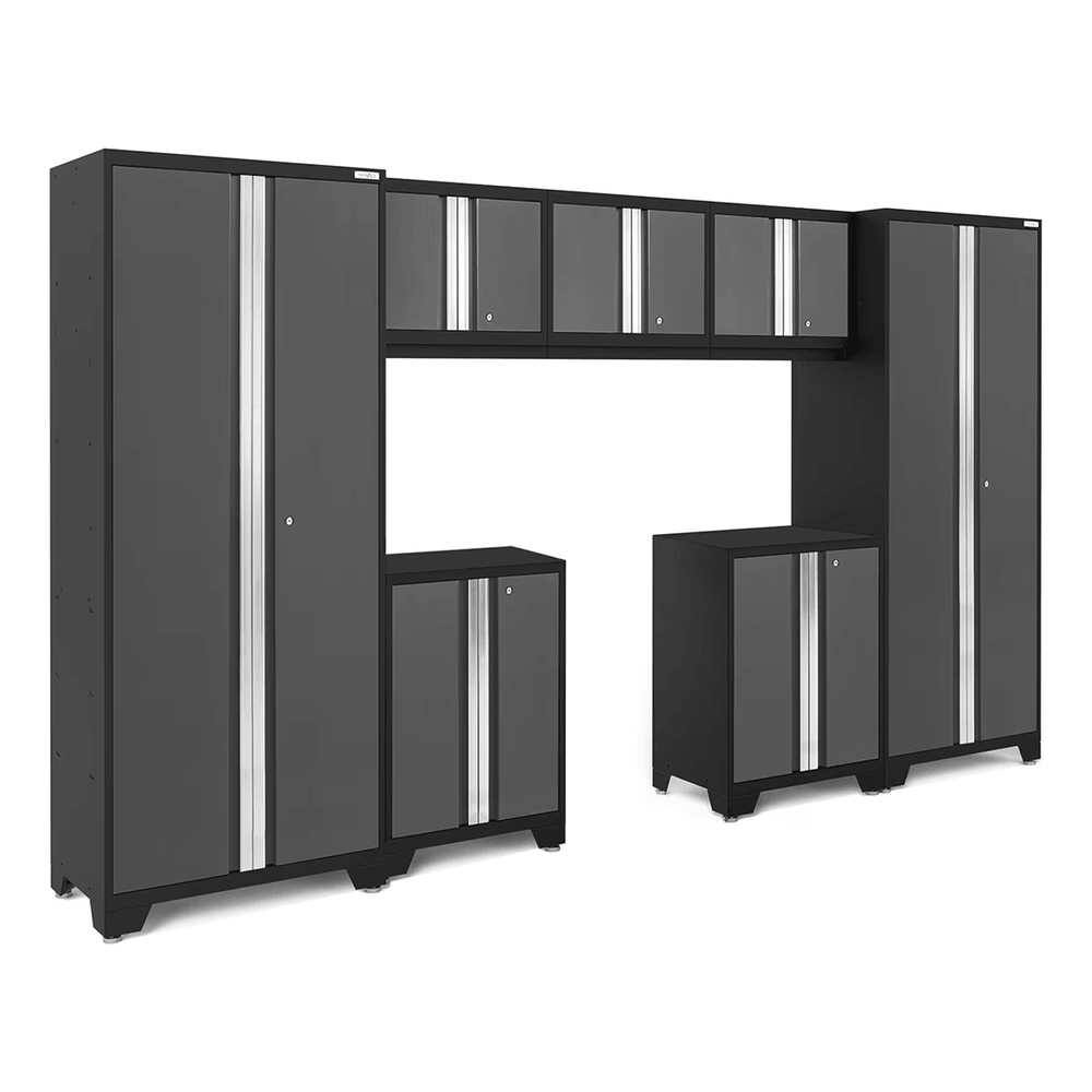 NewAge Garage Cabinets BOLD Series Grey 7-Piece Set (No Countertop)-53217-Garage Giant
